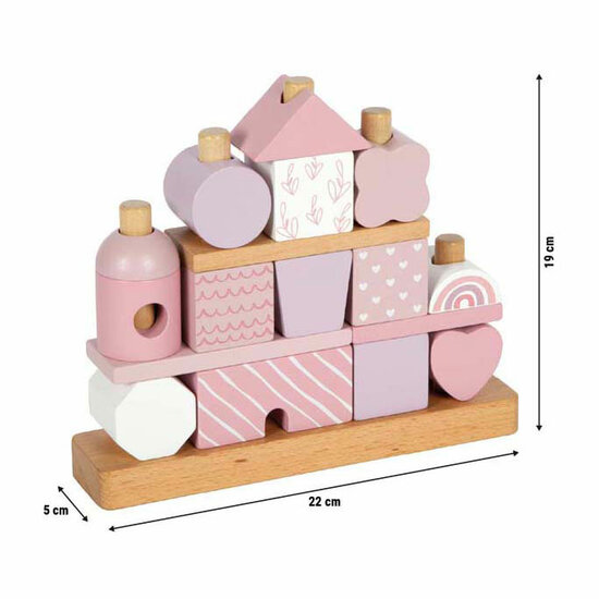 Small Foot - Houten Stapelhuis Roze - 18dlg. - Foto 7