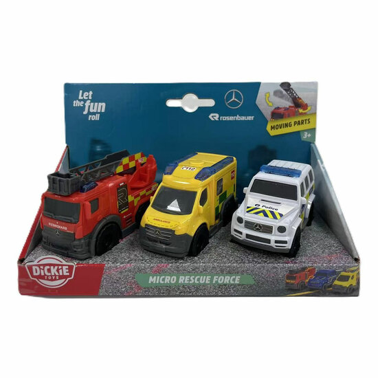 Dickie Micro Rescue Force Speelgoedauto's - 3dlg.