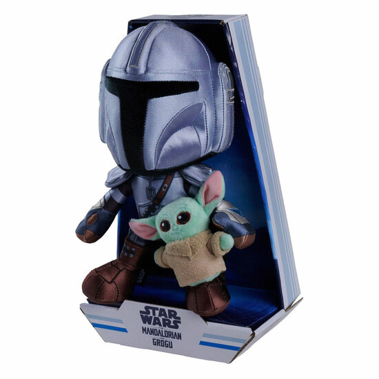 Star Wars Mandalorian met Mini Grogu Pluche Knuffel - 25cm