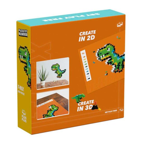 Plus-Plus Puzzel op Nummer Dinosaurus T-rex Bouwset - 250st.