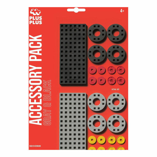 Plus-Plus Bouwplaat Grijs/Zwart en Wielen - 26st.