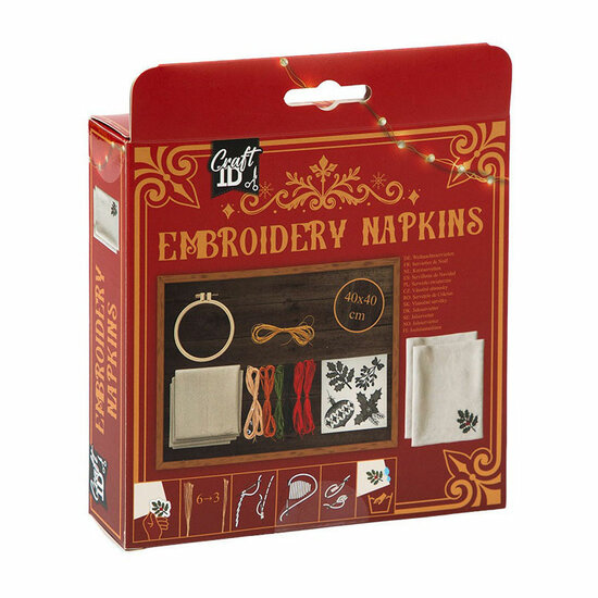 Servetten Borduurset Kerstmis 40x40cm - 6dlg.