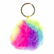 Fluffy Sleutelhanger Regenboog Bal, 12st.