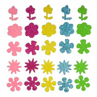 Foamstickers Bloemen Glitter, 25st.