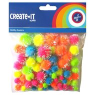 Glitter Pompoms Neon, 75st.