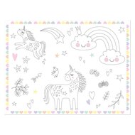 Inkleurbare Placemats Unicorns &amp; Rainbows, 6st.