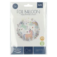 Folieballon Happy Birthday Unicorns 45cm.