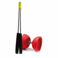 Rubber Diabolo met Aluminium Stokken - Rood