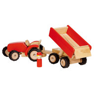 Goki Houten Tractor met Aanhanger