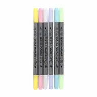 Dubbelzijdige Textielstiften - Pastel Kleuren, 6st.