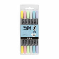 Dubbelzijdige Textielstiften - Pastel Kleuren, 6st.