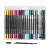 Dubbelzijdige Textielstiften - Extra Kleuren, 20st.