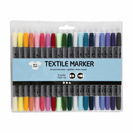 Dubbelzijdige Textielstiften - Extra Kleuren, 20st.