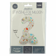 Staande Folieballon Joyful Party Cijfer 2 -72cm