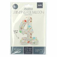 Staande Folieballon Joyful Party Cijfer 4 -72cm