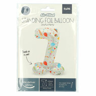 Staande Folieballon Joyful Party Cijfer 7 -72cm