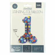 Staande Folieballon Colorful Dots Cijfer 1 - 72cm