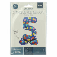 Staande Folieballon Colorful Dots Cijfer 5 - 72cm