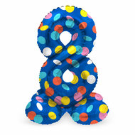 Staande Folieballon Colorful Dots Cijfer 8 - 72cm