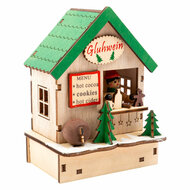 Small Foot - Houten Decoratie Kerstmarkt met Lampjes, Set van 3