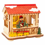 Small Foot - Houten Decoratie Kerstmarkt met Lampjes, Set van 3