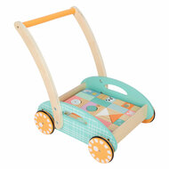 Small Foot - Houten Baby  Walker Loopwagen met Blokken Pastel, 35dlg.