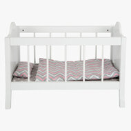 Small Foot - Houten Poppenbed Wit met Beddengoed Strepen, 4dlg.