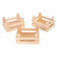 Small Foot - Houten Kratjes Klein 10x8x5,5cm, Set van 3