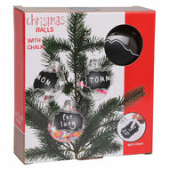 Transparante Kerstballen met Krijtlabels, 4st.