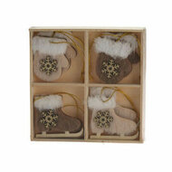 Houten Hangdecoratie Set, 8st.