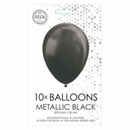 Ballonnen Metallic Zwart 30cm, 10st.