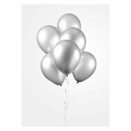 Ballonnen Metallic Zilver 30cm, 10st.