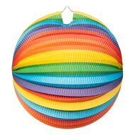 Papieren Lantaarn Rond Regenboog, 25cm