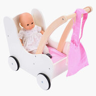 Houten Poppenloopwagen Roze/Wit