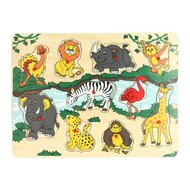 Houten Noppenpuzzel Wilde Dieren, 10st.