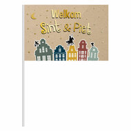 Zwaaivlag &#039;Welkom Sint &amp; Piet&#039;, 30x20cm