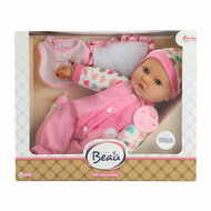 Baby Beau Babypop met Fles en Slabber, 40cm