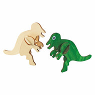 Bouwpakketje Houten 3D Dinosaurus, Set van 4