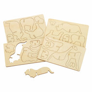 Bouwpakketje Houten 3D Jungledieren, Set van 4