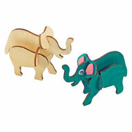 Bouwpakketje Houten 3D Jungledieren, Set van 4