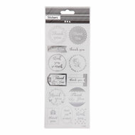 Stickers Zilver Thank You, 1 Vel