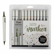 Handletter Stiften Kleur, 12st. Dubbelzijdig