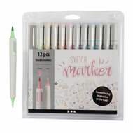 Handletter Stiften Pastelkleuren, 12st. Dubbelzijdig