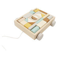 Houten Trekkar met 25 Pastel Blokken