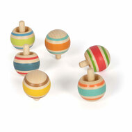 Small Foot - Houten Tollen Gestreept, Set van 6