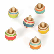 Small Foot - Houten Tollen Gestreept, Set van 6