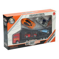 Die-cast Transporter met 4 metalen auto&#039;s