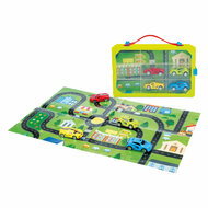 Turbo Racers Verzamelkoffer met Auto&#039;s en Speelkleed, 6dlg.