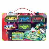 Turbo Racers Verzamelkoffer met Auto&#039;s en Speelkleed, 6dlg.