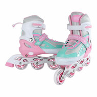 Street Rider Inline Skeelers Roze/Groen Verstelbaar, Maat 33-36